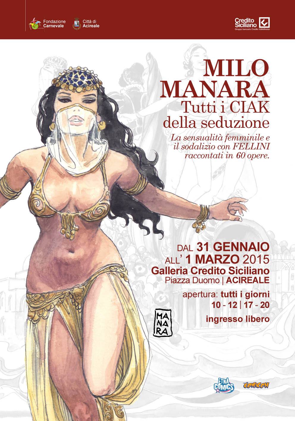 La locandina dell'evento di Milo Manara ad Acireale