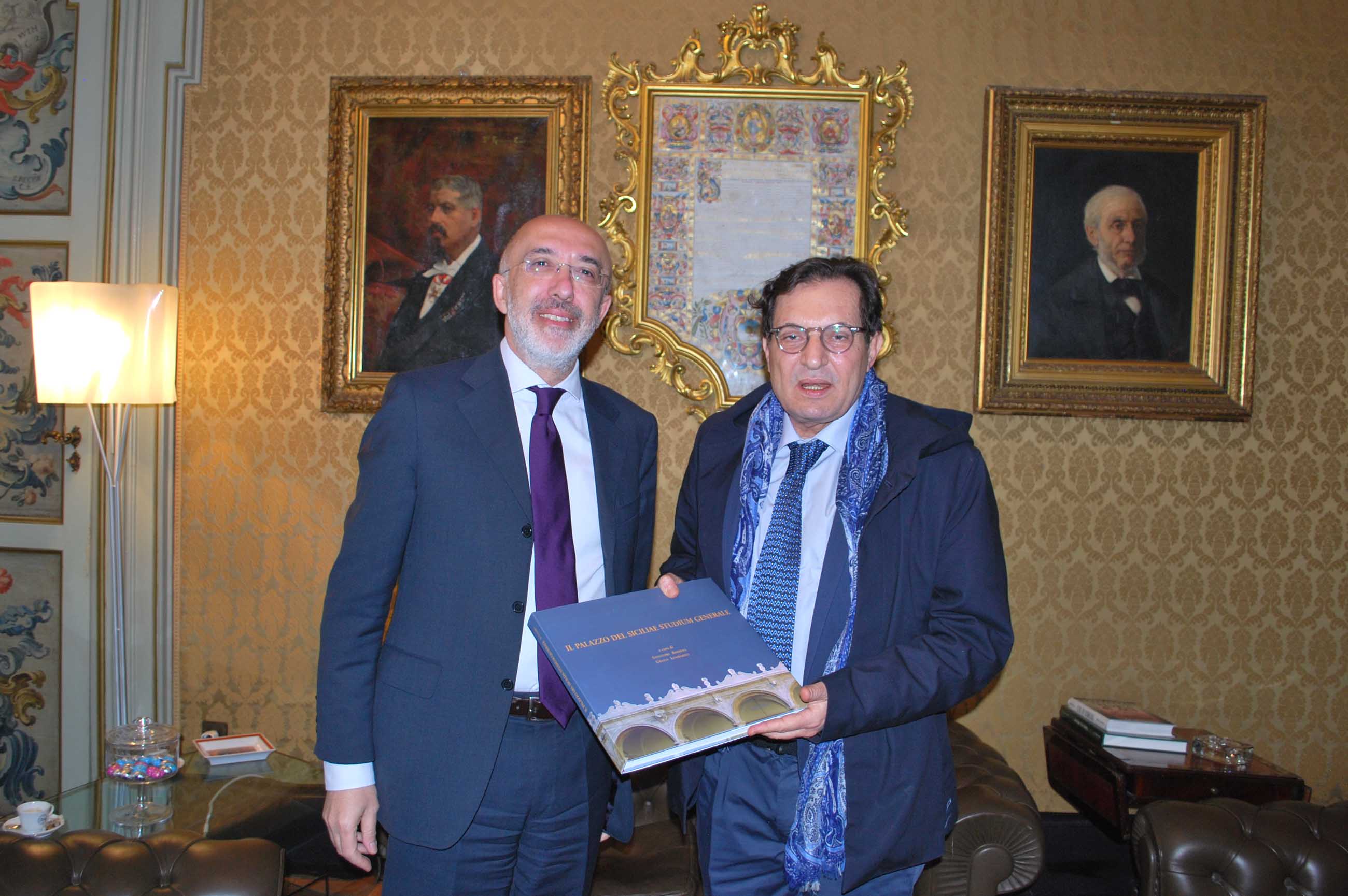 Il Rettore dell'Università di Catania Giacomo Pignataro e il presidente della Regione Rosario Crocetta