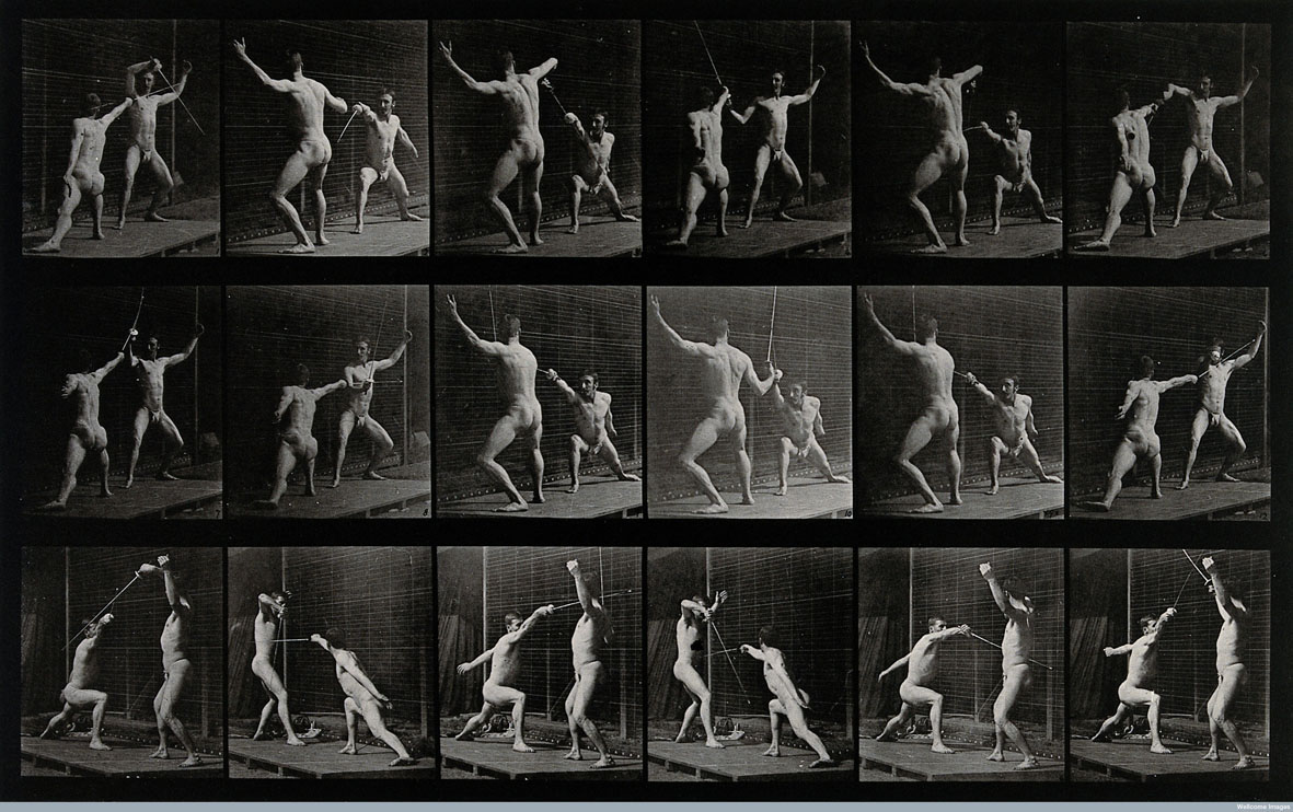 Muybridge, Two men fencing, 1887, Wellcome Library di Londra