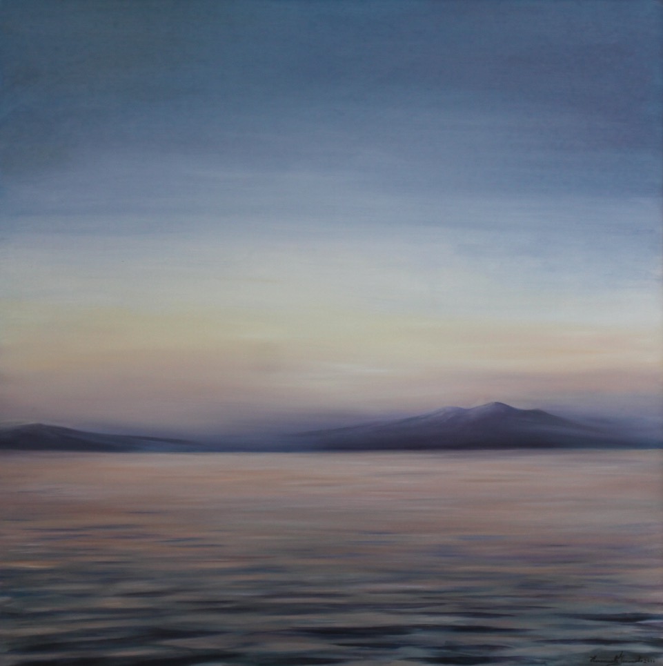 Emanuela Iemmolo, Tramonto sulle Egadi, 2011, olio, cm 80X80