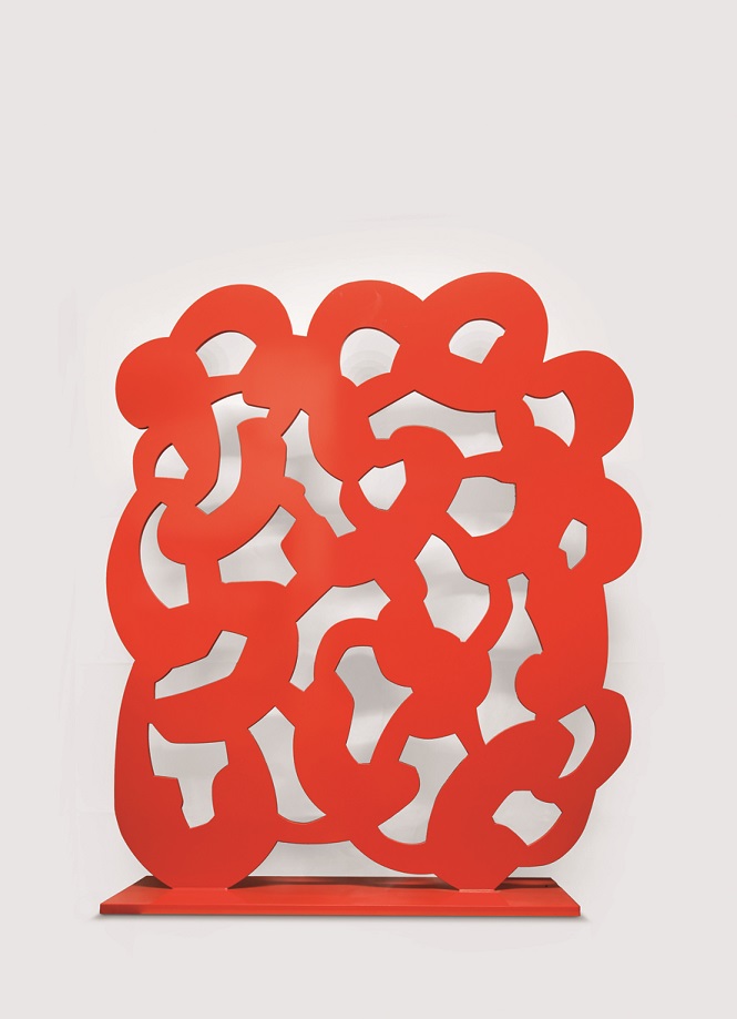Pietro Consagra, Ferro rosso, ferro dipinto, lastra traforata, saldata alla base e dipinta (1995)