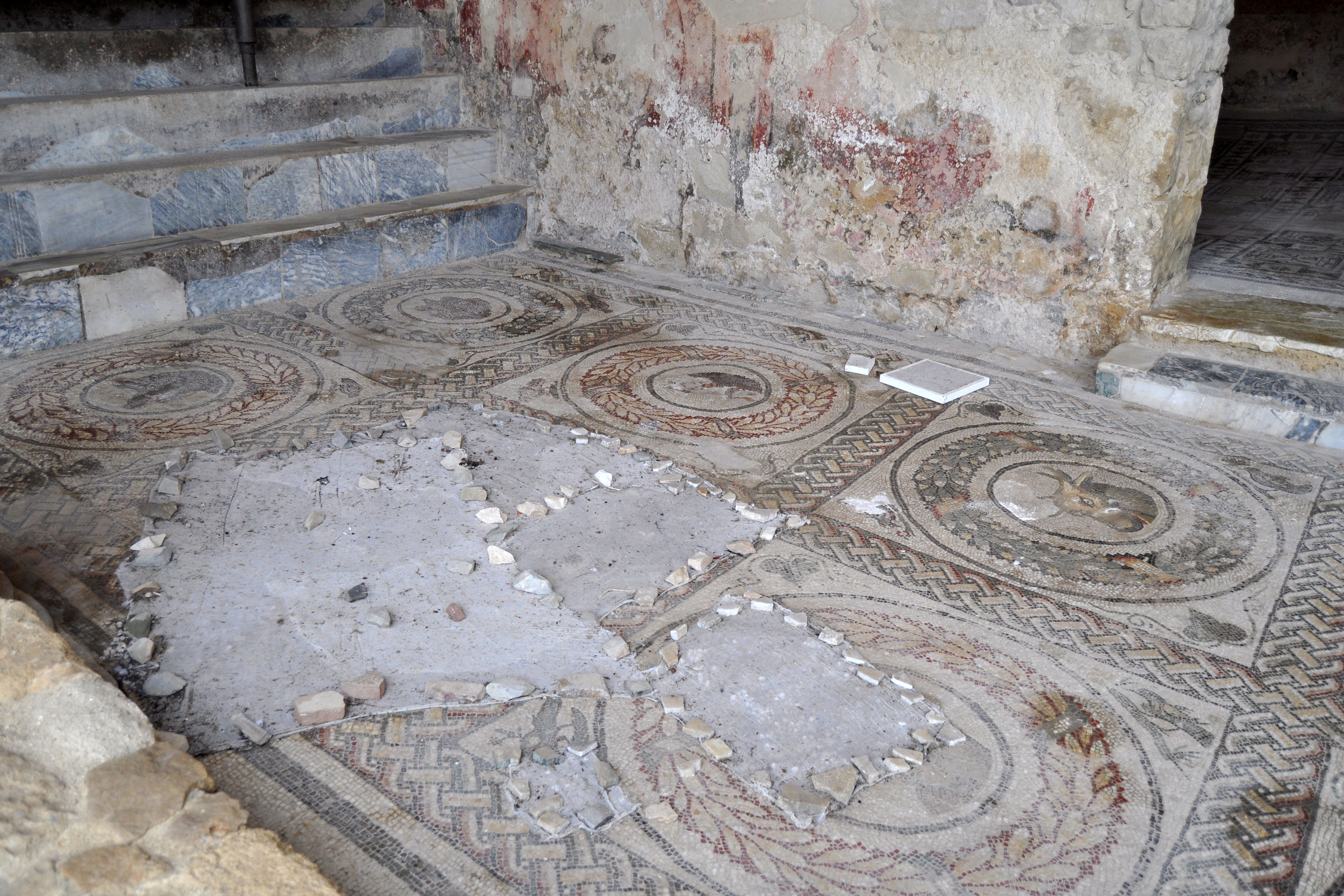 Un dettaglio dei mosaici della Villa Romana del Casale di Piazza Armerina