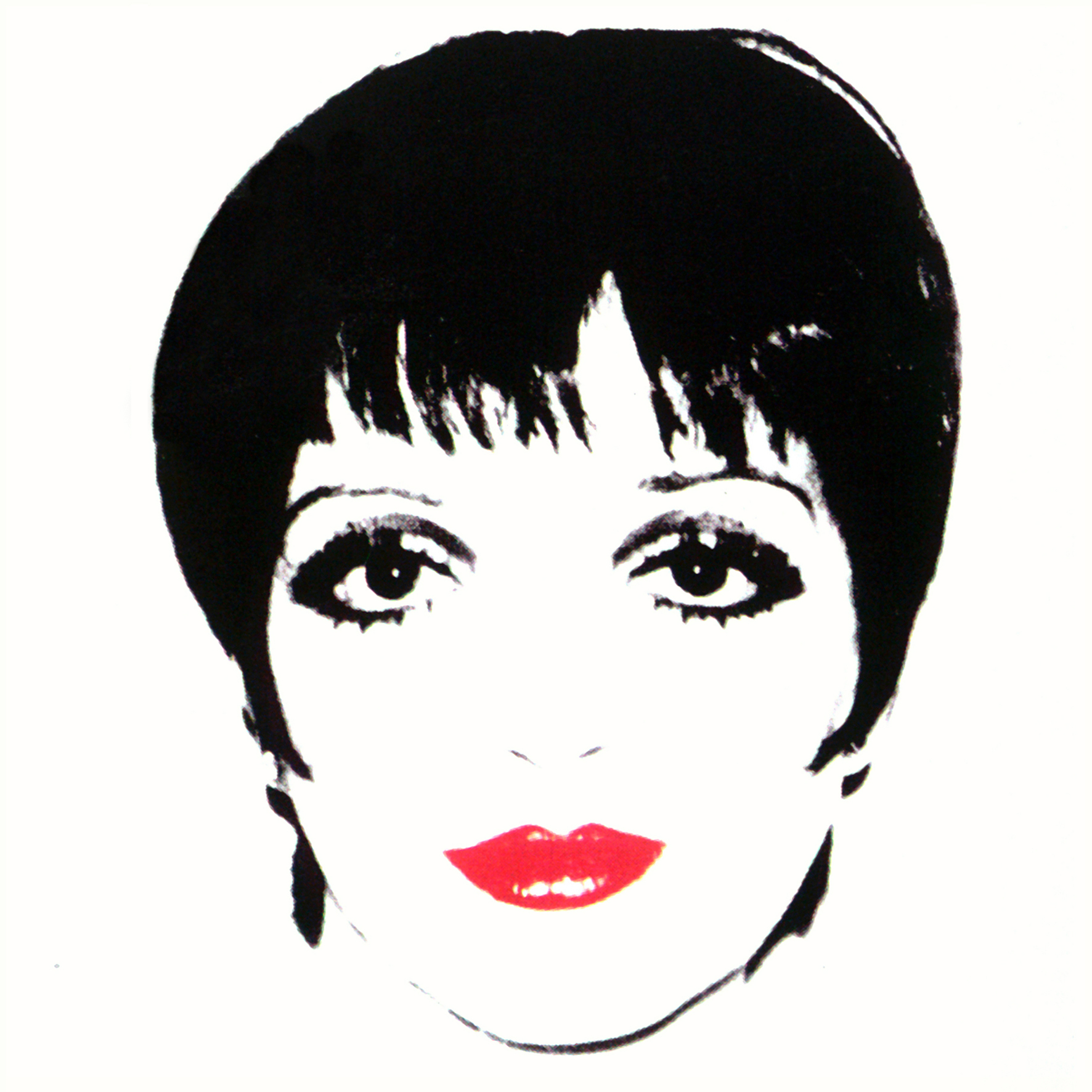 Liza Minelli white ground, 1978, colori acrilici stesi con telai di seta su tela. Collezione Rosini-Gutman