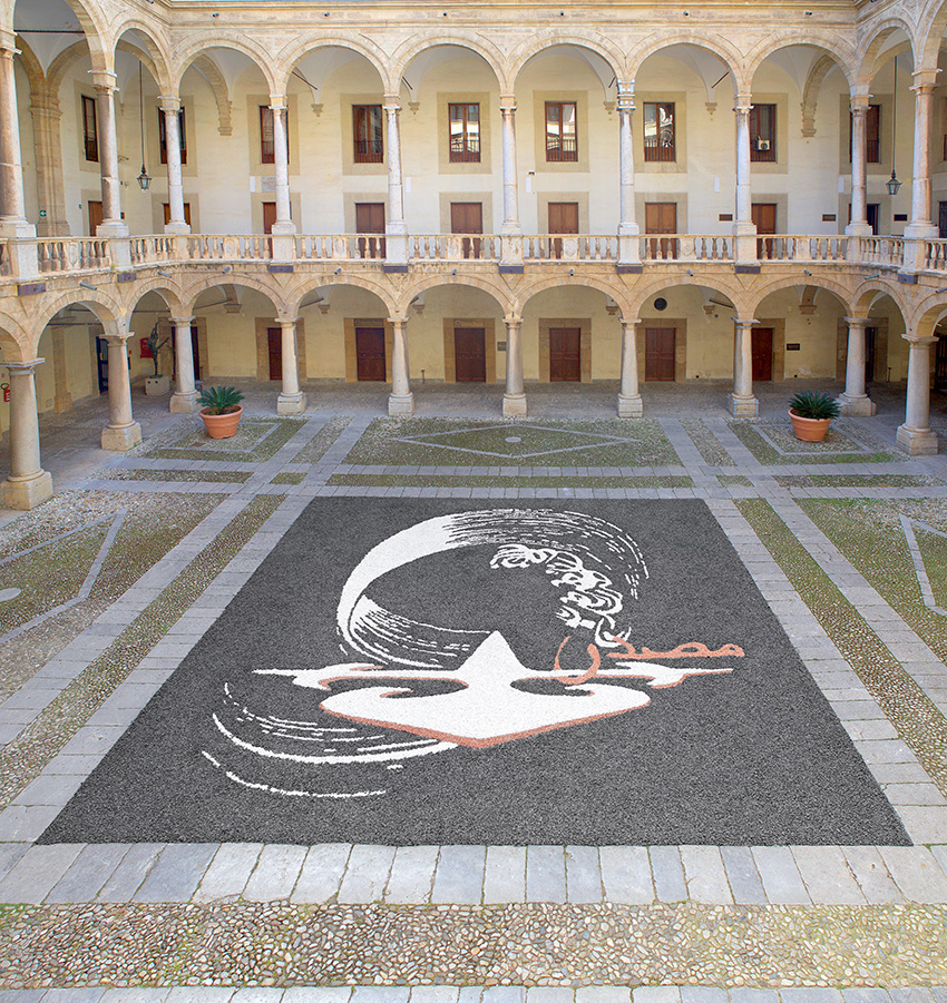 La pavimentazione di Filippo di Sambuy nella corte di Palazzo dei Normanni