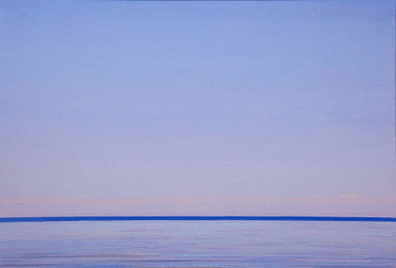 Piero Guccione, La linea azzurra - olio su tela