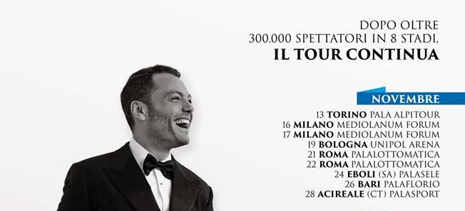 Tiziano Ferro, unica data siciliana il 28 novembre a Acireale